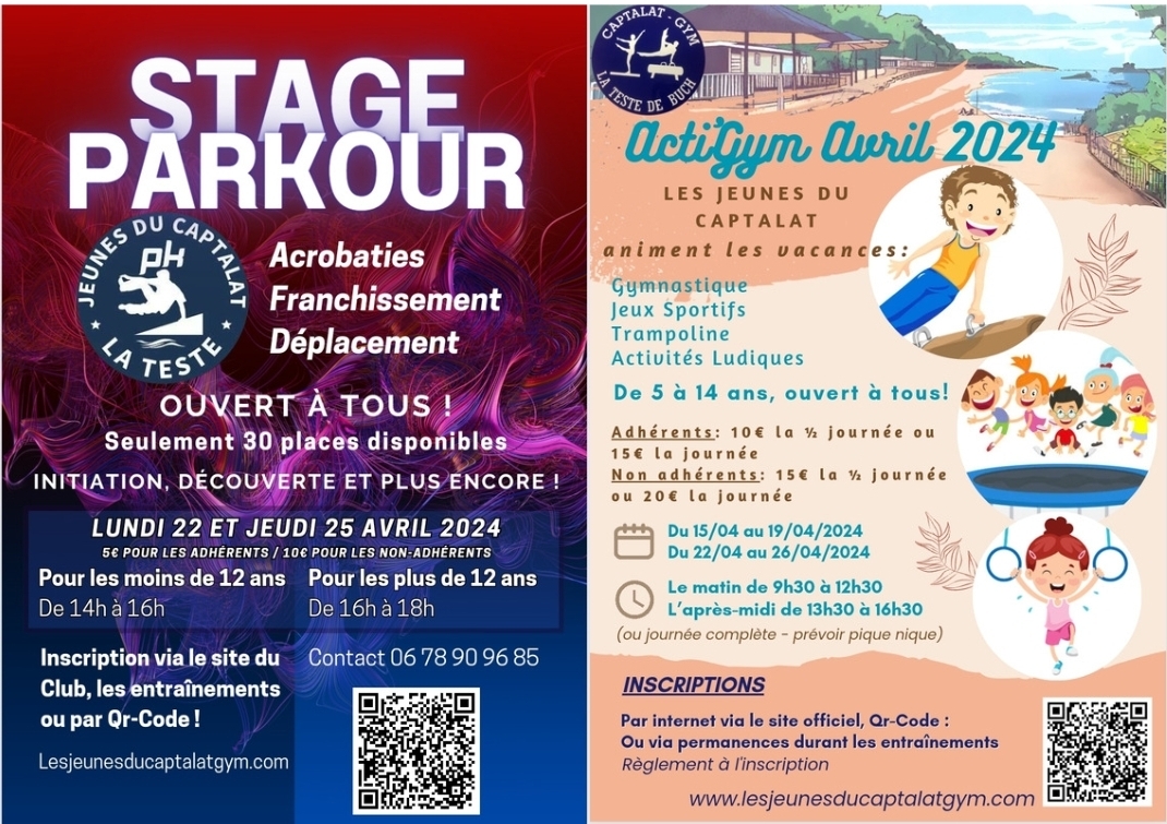 Stages Vacances d'Avril 2024 - Gym & Parkour