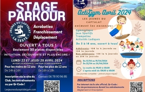 Stages Vacances d'Avril 2024 - Gym & Parkour